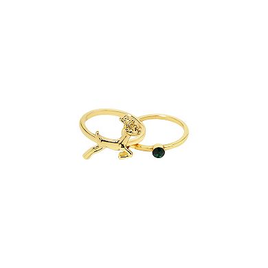 Gold Tone Reindeer Ring Set