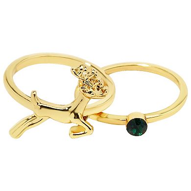 Gold Tone Reindeer Ring Set