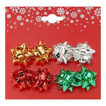 Gold Tone Holiday Ribbon 4-Pair Earring Set