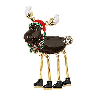 Gold Tone Holiday Moose Pin