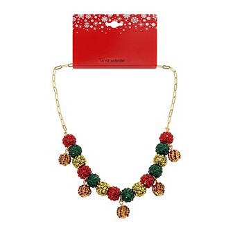 Gold Tone Holiday Ornament Necklace