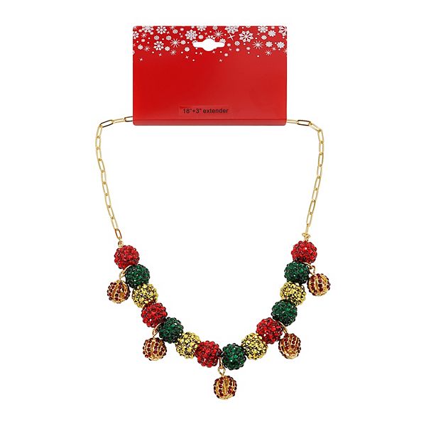 Gold Tone Holiday Ornament Necklace
