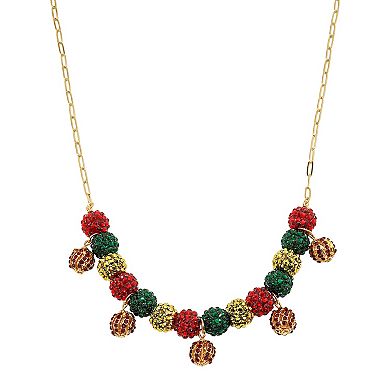 Gold Tone Holiday Ornament Necklace