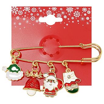 Gold Tone Santa Mitten Pin