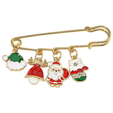 Gold Tone Santa Mitten Pin