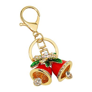Gold Tone Holiday Bells Charm Keychain