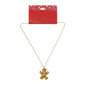 Gold Tone Gingerbread Woman Pendant Necklace