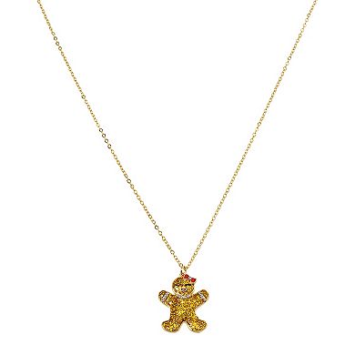 Gold Tone Gingerbread Woman Pendant Necklace
