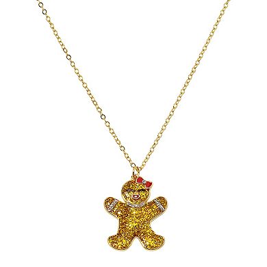 Gold Tone Gingerbread Woman Pendant Necklace