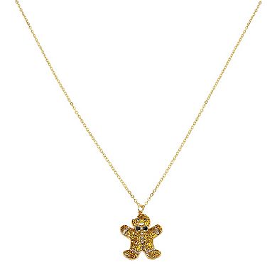 Gold Tone Gingerbread Man Pendant Necklace