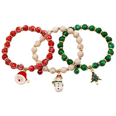 Gold Tone 3-Piece Holiday Bracelet Set