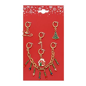 Gold Tone 5-Pack Sleigh & Tree Holiday Shoe Charms