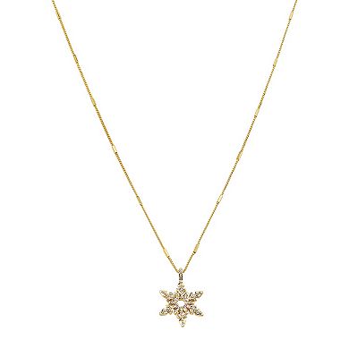 Gold Tone Pave Snowflake Pendant Necklace