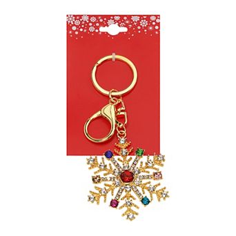 Gold Tone Snowflake Bag Charm Keychain