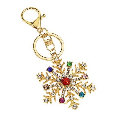 Gold Tone Snowflake Bag Charm Keychain