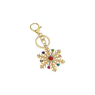 Gold Tone Snowflake Bag Charm Keychain
