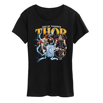 Women's Marvel Thor God Of Thunder Bootleg Graphic Tee