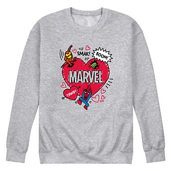 Men's Marvel Valentine's Day Sketch Crew Fleece Sweatshirt