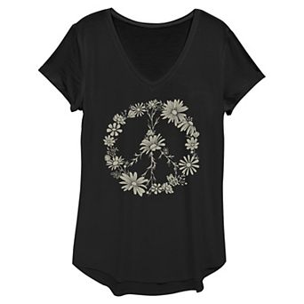 Women's Floral Peace Symbol Graphic Tee