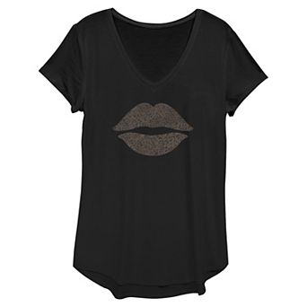 Women's Leopard Print Lips Graphic Tee