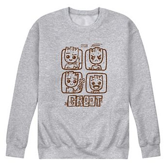 Men's Marvel Guardians Of The Galaxy Groot Grid Crew Fleece Sweatshirt