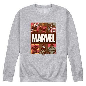 Men's Marvel Fall Color Character Grid Crew Fleece Sweatshirt