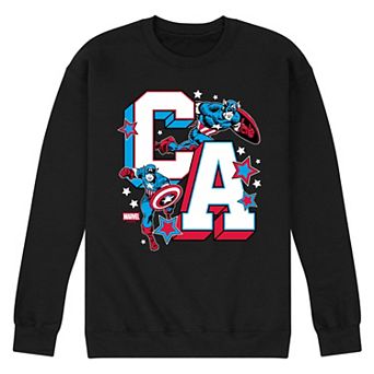 Men's Marvel Captain America Letterman Collegiate Crew Fleece Sweatshirt