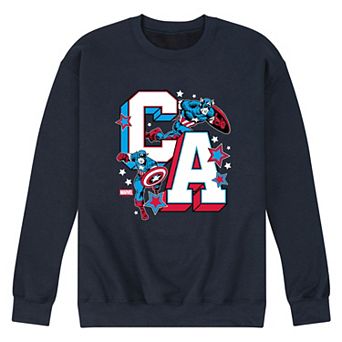 Men's Marvel Captain America Letterman Collegiate Crew Fleece Sweatshirt