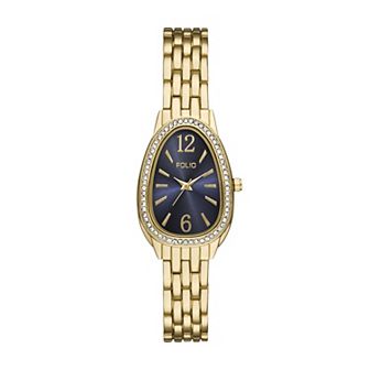 Folio Women's Gold Tone Link Bracelet Watch with Simulated Crystal Accents - FMDKH551