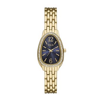 Folio Women's Gold Tone Link Bracelet Watch with Simulated Crystal Accents - FMDKH551