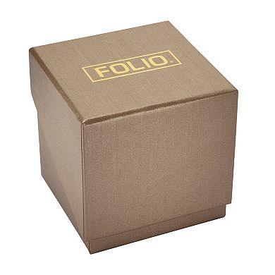 Folio Women's Gold Tone Link Bracelet Watch with Simulated Crystal Accents - FMDKH551