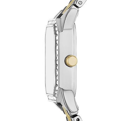 Folio Women's Two Tone Rectangle Link Bracelet Watch with Simulated Crystal Accents - FMDKH550