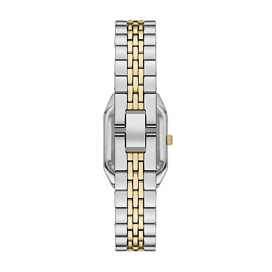 Folio Women's Two Tone Rectangle Link Bracelet Watch with Simulated Crystal Accents - FMDKH550