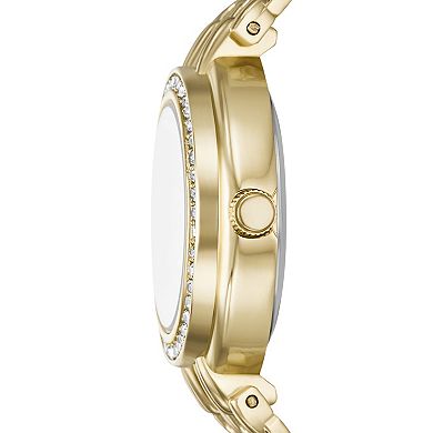 Folio Women's Gold Tone Round Link Bracelet Watch with Simulated Crystal Accents - FMDKH552