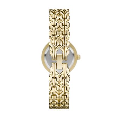 Folio Women's Gold Tone Round Link Bracelet Watch with Simulated Crystal Accents - FMDKH552