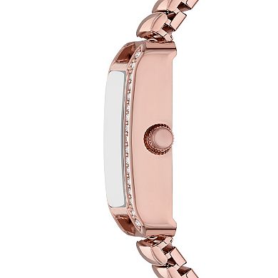 Folio Women's Rose Gold Tone Rectangle Expansion Watch with Simulated Crystal Accents - FMDKH557