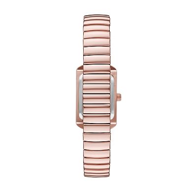 Folio Women's Rose Gold Tone Rectangle Expansion Watch with Simulated Crystal Accents - FMDKH557