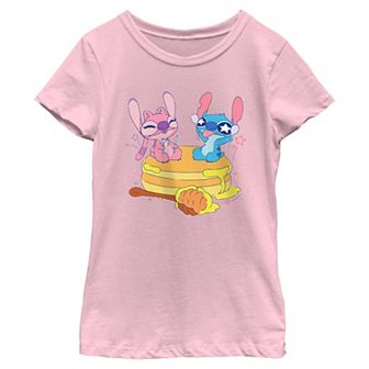 Disney's Lilo & Stitch And Angel Pancake Breakfast Party Girls 7-16 Graphic Tee