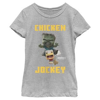 Girls 7-16 Minecraft Movie Chicken Jockey Attack Graphic Tee