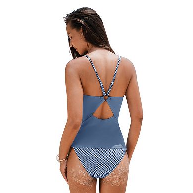 Women's Cupshe Tankini Swim Top & Gingham Swim Bottoms Set