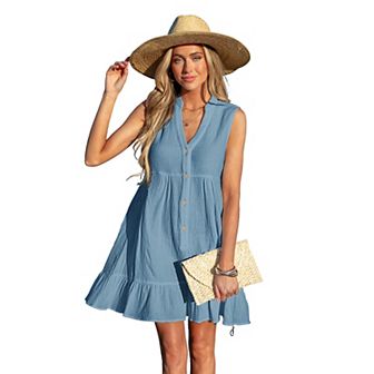 Women's Cupshe Ruffle Hem Mini Cover-Up Dress