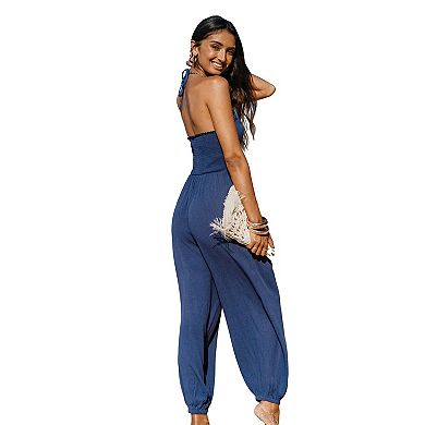 Women's Cupshe Plunge Halter Jogger Jumpsuit