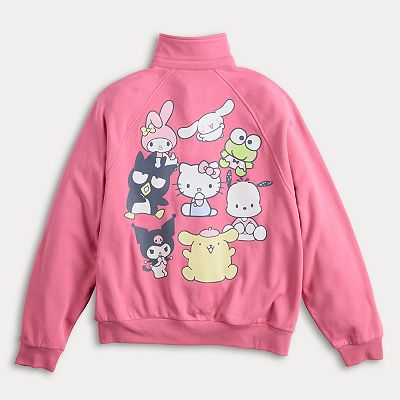 Juniors' Hello Kitty Quarter-Snap Fleece Graphic Pullover