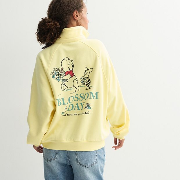 Juniors' Disney's Winnie the Pooh Graphic Quarter Snap Fleece Pullover