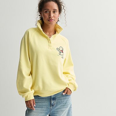 Juniors' Disney's Winnie the Pooh Graphic Quarter Snap Fleece Pullover