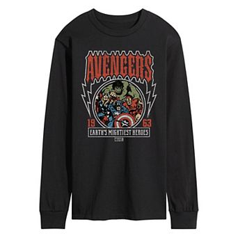 Men's Marvel The Avengers Vintage Band Tee Long Sleeve Graphic Tee