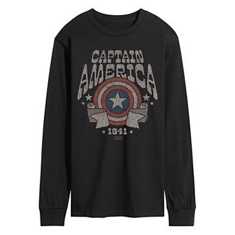 Men's Marvel Captain America Vintage Band Tee Long Sleeve Graphic Tee