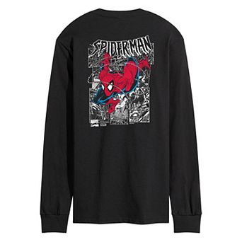Men's Marvel Spider-Man Comics Group Panels Long Sleeve Graphic Tee