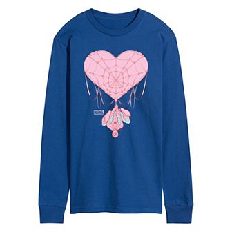 Men's Marvel Spider-Man Heart Web Long Sleeve Graphic Tee