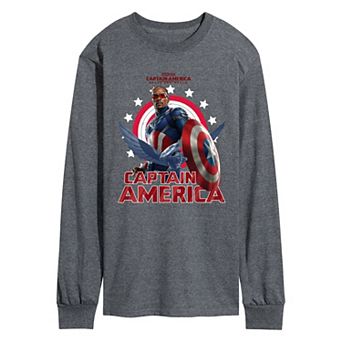 Men's Marvel Captain America Brave New World Sam Wilson Long Sleeve Graphic Tee